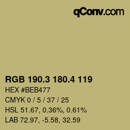 カラーコード: RGB 190.3 180.4 119 | qconv.com