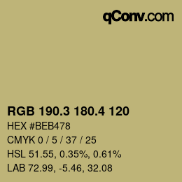 カラーコード: RGB 190.3 180.4 120 | qconv.com