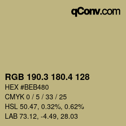 カラーコード: RGB 190.3 180.4 128 | qconv.com