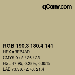 カラーコード: RGB 190.3 180.4 141 | qconv.com