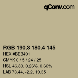 カラーコード: RGB 190.3 180.4 145 | qconv.com