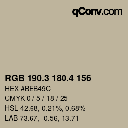 カラーコード: RGB 190.3 180.4 156 | qconv.com