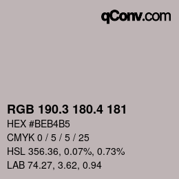 カラーコード: RGB 190.3 180.4 181 | qconv.com