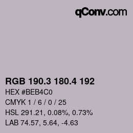カラーコード: RGB 190.3 180.4 192 | qconv.com