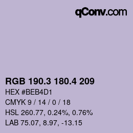 カラーコード: RGB 190.3 180.4 209 | qconv.com