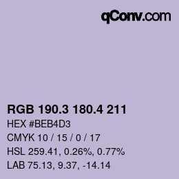 カラーコード: RGB 190.3 180.4 211 | qconv.com