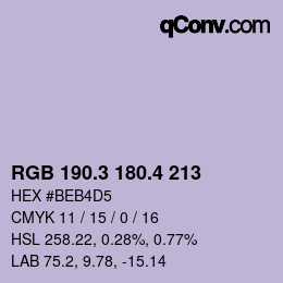 カラーコード: RGB 190.3 180.4 213 | qconv.com