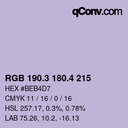 カラーコード: RGB 190.3 180.4 215 | qconv.com
