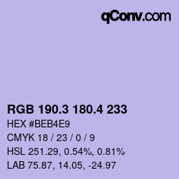 カラーコード: RGB 190.3 180.4 233 | qconv.com