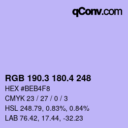 カラーコード: RGB 190.3 180.4 248 | qconv.com