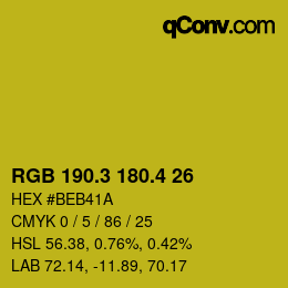 カラーコード: RGB 190.3 180.4 26 | qconv.com