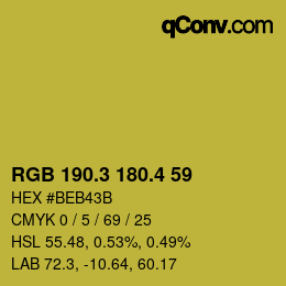 カラーコード: RGB 190.3 180.4 59 | qconv.com