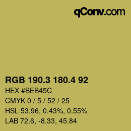 カラーコード: RGB 190.3 180.4 92 | qconv.com