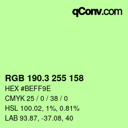 カラーコード: RGB 190.3 255 158 | qconv.com