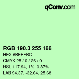 カラーコード: RGB 190.3 255 188 | qconv.com