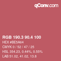 カラーコード: RGB 190.3 90.4 100 | qconv.com