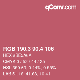 カラーコード: RGB 190.3 90.4 106 | qconv.com