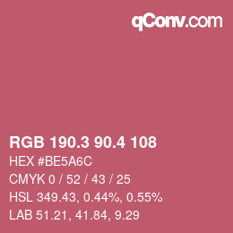 カラーコード: RGB 190.3 90.4 108 | qconv.com