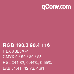 カラーコード: RGB 190.3 90.4 116 | qconv.com