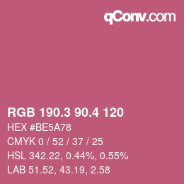 カラーコード: RGB 190.3 90.4 120 | qconv.com