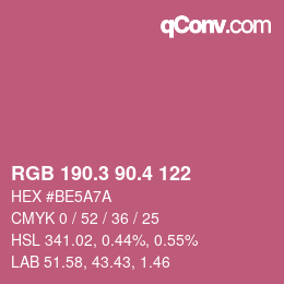 カラーコード: RGB 190.3 90.4 122 | qconv.com