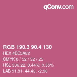 カラーコード: RGB 190.3 90.4 130 | qconv.com