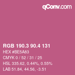 カラーコード: RGB 190.3 90.4 131 | qconv.com