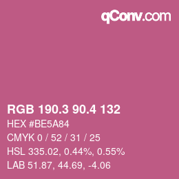 カラーコード: RGB 190.3 90.4 132 | qconv.com