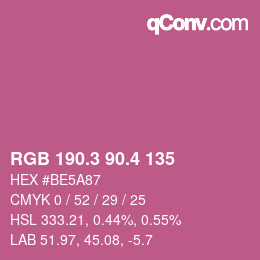 カラーコード: RGB 190.3 90.4 135 | qconv.com