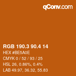 カラーコード: RGB 190.3 90.4 14 | qconv.com