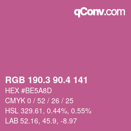 カラーコード: RGB 190.3 90.4 141 | qconv.com
