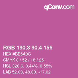 カラーコード: RGB 190.3 90.4 156 | qconv.com