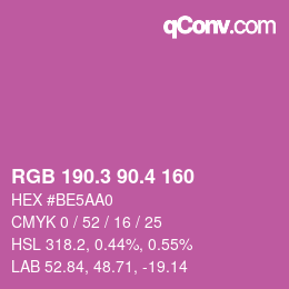 カラーコード: RGB 190.3 90.4 160 | qconv.com