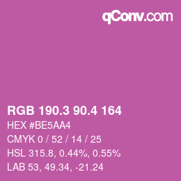カラーコード: RGB 190.3 90.4 164 | qconv.com