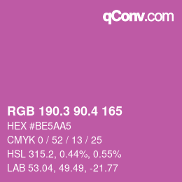 カラーコード: RGB 190.3 90.4 165 | qconv.com