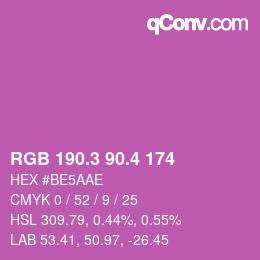 カラーコード: RGB 190.3 90.4 174 | qconv.com