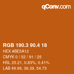 カラーコード: RGB 190.3 90.4 18 | qconv.com