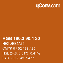カラーコード: RGB 190.3 90.4 20 | qconv.com