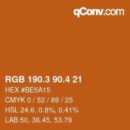 カラーコード: RGB 190.3 90.4 21 | qconv.com