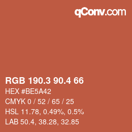 カラーコード: RGB 190.3 90.4 66 | qconv.com