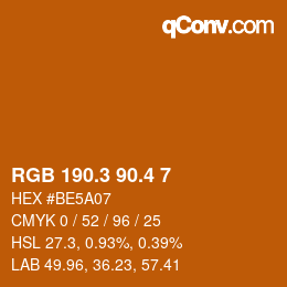 カラーコード: RGB 190.3 90.4 7 | qconv.com