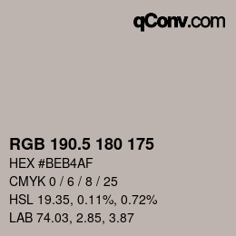 Code couleur: RGB 190.5 180 175 | qconv.com