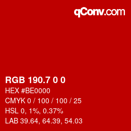カラーコード: RGB 190.7 0 0 | qconv.com