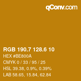 カラーコード: RGB 190.7 128.6 10 | qconv.com