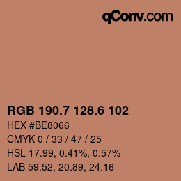カラーコード: RGB 190.7 128.6 102 | qconv.com