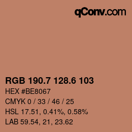 カラーコード: RGB 190.7 128.6 103 | qconv.com