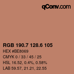 カラーコード: RGB 190.7 128.6 105 | qconv.com