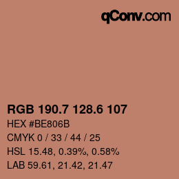 カラーコード: RGB 190.7 128.6 107 | qconv.com