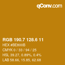 カラーコード: RGB 190.7 128.6 11 | qconv.com