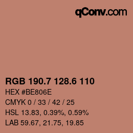 カラーコード: RGB 190.7 128.6 110 | qconv.com